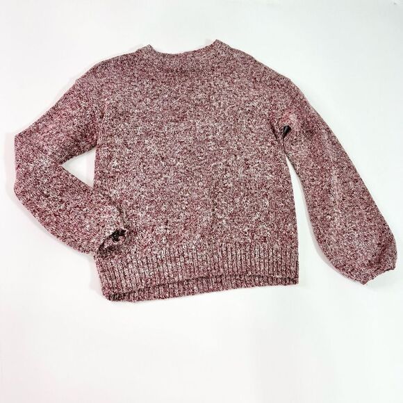 J. Crew Sweater Women Medium Crew Neck Puff Sleeve Knit Pullover Linen BJ600 Red - Picture 1 of 9
